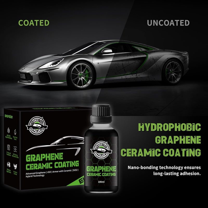 EKSPOLAN [Upgraded 100ml] UV Graphene Ceramic Coating - 10H Ceramic Coating for Cars-5+ Years Protection, Hydrophobic, Scratch & UV Resistant, High Gloss Finish - Professional-Grade Car Detailing Kit - Image 2